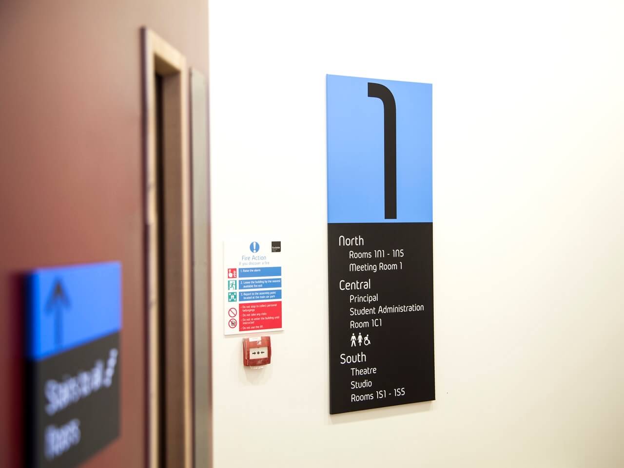 Wayfinding floor directory with colour coding